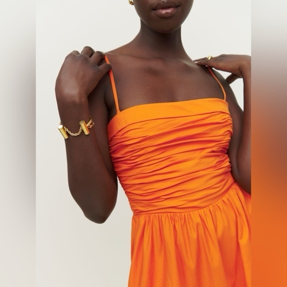 Reformation Lissa Dress in Citrus (bright orange) Strapless - Picture 3 of 11